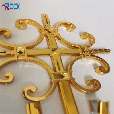 ROCK NEW 5*8 decorative cheap  gold  plastic flower join with  aluminum georgian bar for other door and window