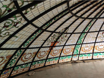 Graphic Design Tempered Architectural Stained Glass Roof Skylight Church Style